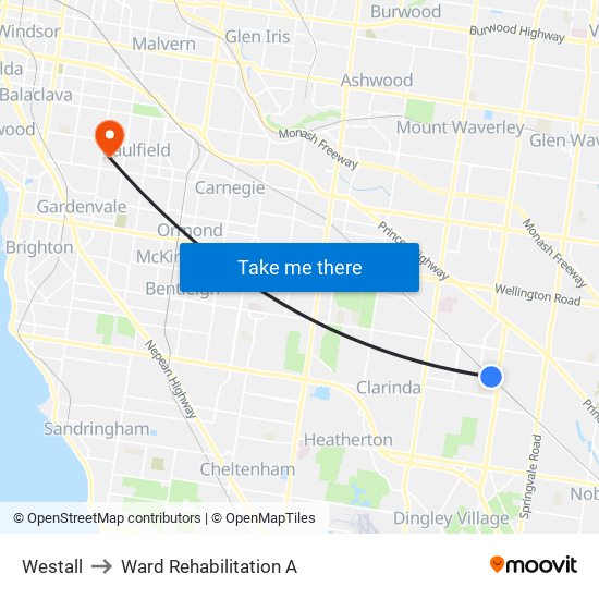 Westall to Ward Rehabilitation A map