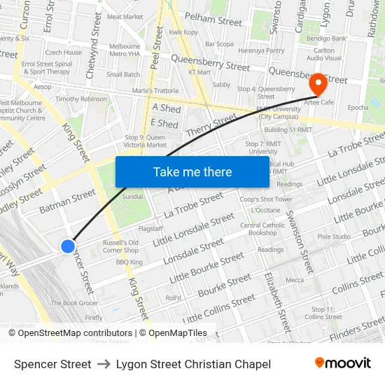 Spencer Street to Lygon Street Christian Chapel map