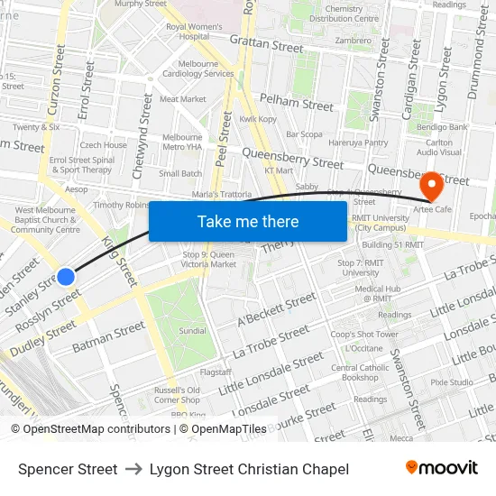 Spencer Street to Lygon Street Christian Chapel map