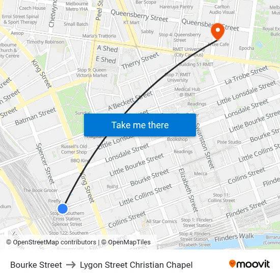 Bourke Street to Lygon Street Christian Chapel map