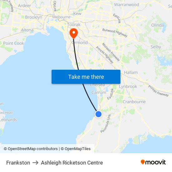 Frankston to Ashleigh Ricketson Centre map