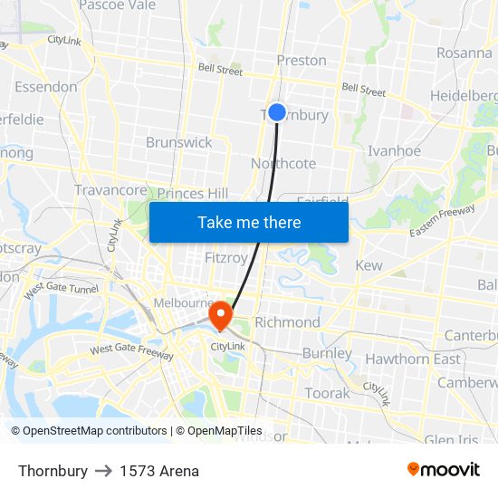 Thornbury to 1573 Arena map