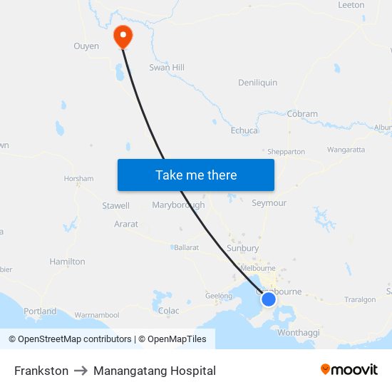 Frankston to Manangatang Hospital map