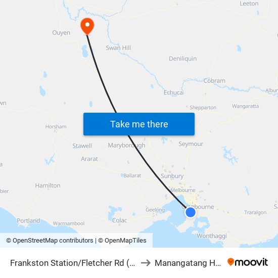 Frankston Station/Fletcher Rd (Frankston) to Manangatang Hospital map