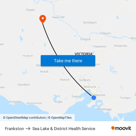 Frankston to Sea Lake & District Health Service map