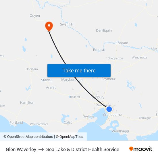 Glen Waverley to Sea Lake & District Health Service map