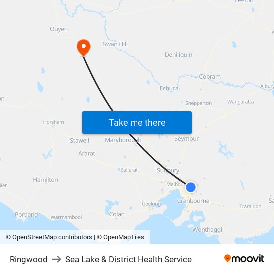 Ringwood to Sea Lake & District Health Service map