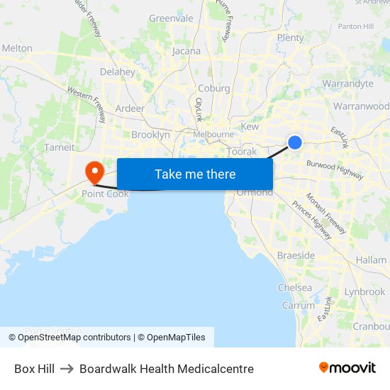 Box Hill to Boardwalk Health Medicalcentre map