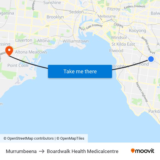 Murrumbeena to Boardwalk Health Medicalcentre map