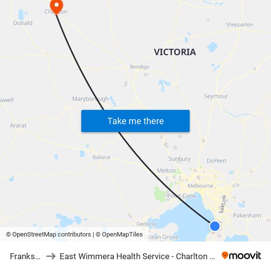 Frankston to East Wimmera Health Service - Charlton Campus map