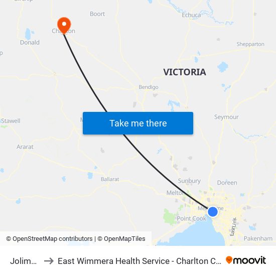 Jolimont to East Wimmera Health Service - Charlton Campus map