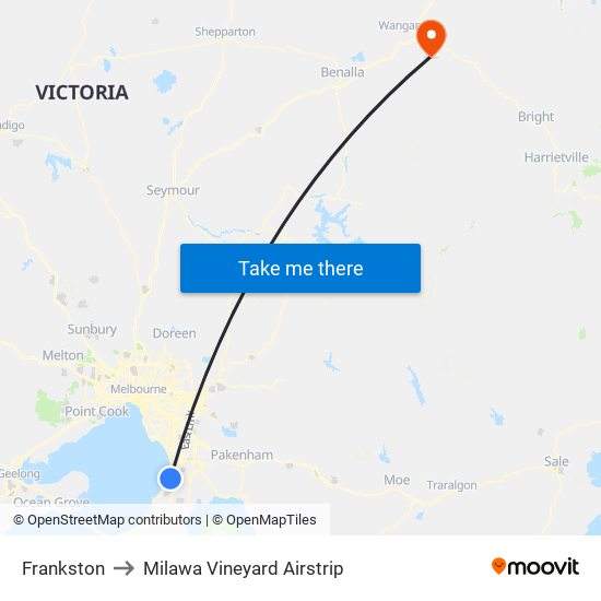 Frankston to Milawa Vineyard Airstrip map