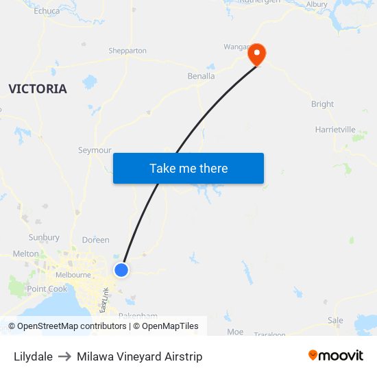 Lilydale to Milawa Vineyard Airstrip map