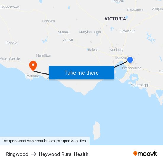 Ringwood to Heywood Rural Health map