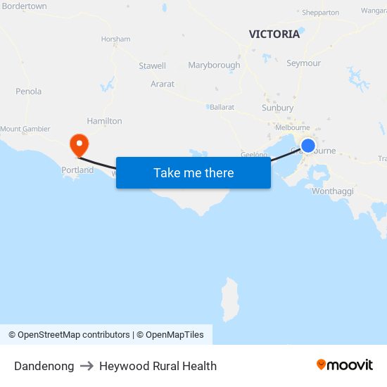 Dandenong to Heywood Rural Health map