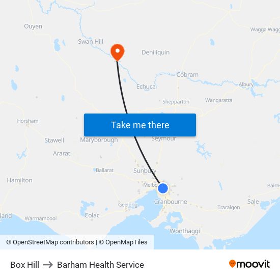 Box Hill to Barham Health Service map