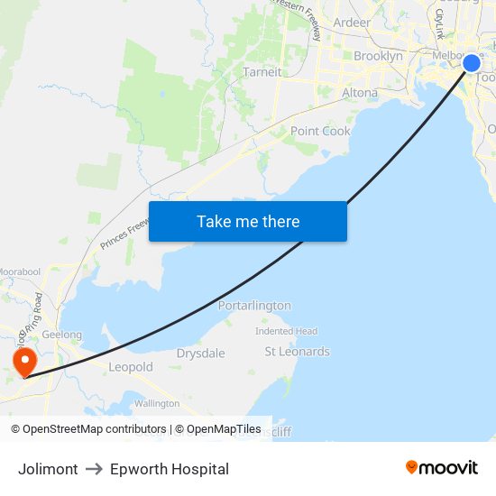 Jolimont to Epworth Hospital map