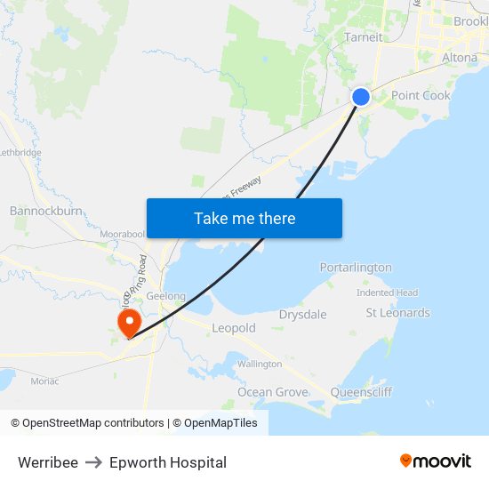 Werribee to Epworth Hospital map