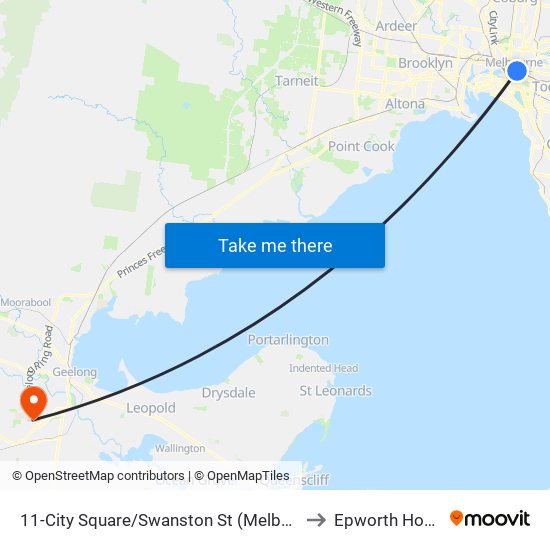 11-City Square/Swanston St (Melbourne City) to Epworth Hospital map