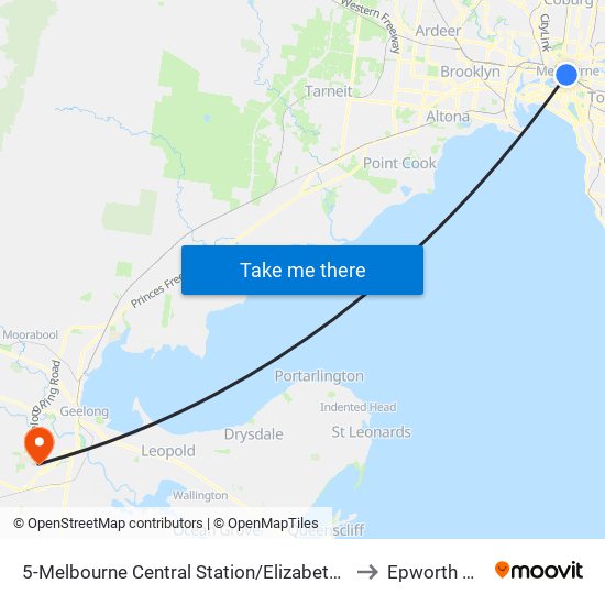 5-Melbourne Central Station/Elizabeth St (Melbourne City) to Epworth Hospital map