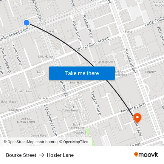 Bourke Street to Hosier Lane map