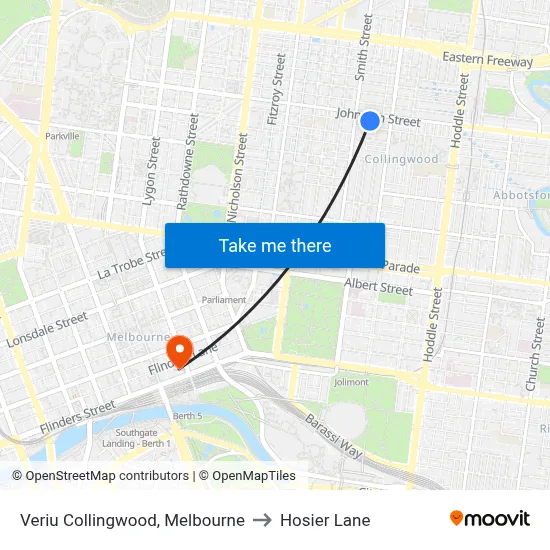 Veriu Collingwood, Melbourne to Hosier Lane map