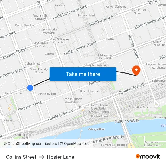 Collins Street to Hosier Lane map