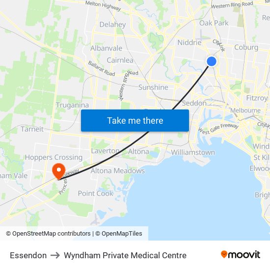 Essendon to Wyndham Private Medical Centre map