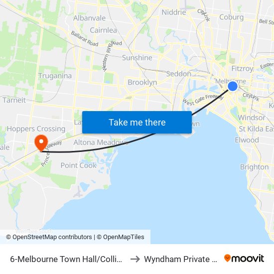 6-Melbourne Town Hall/Collins St (Melbourne City) to Wyndham Private Medical Centre map