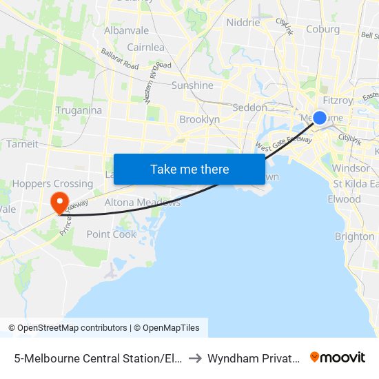 5-Melbourne Central Station/Elizabeth St (Melbourne City) to Wyndham Private Medical Centre map