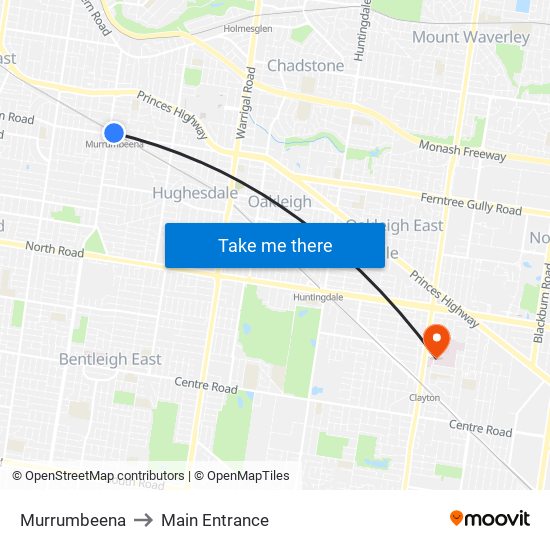 Murrumbeena to Main Entrance map