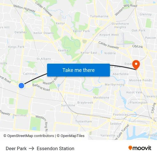 Deer Park to Essendon Station map