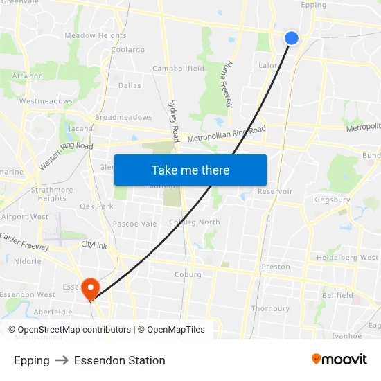 Epping to Essendon Station map
