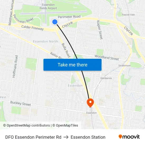 DFO Essendon Perimeter Rd to Essendon Station map