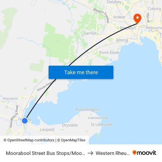 Moorabool Street Bus Stops/Moorabool St (Geelong) to Western Rheumatology map