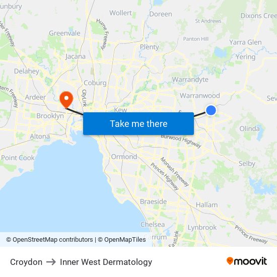 Croydon to Inner West Dermatology map