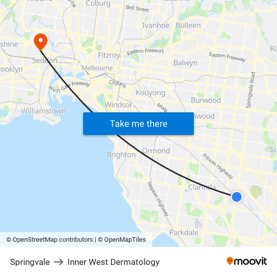 Springvale to Inner West Dermatology map