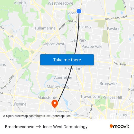 Broadmeadows to Inner West Dermatology map