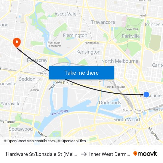 Hardware St/Lonsdale St (Melbourne City) to Inner West Dermatology map