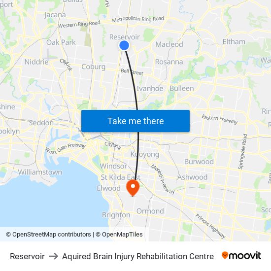 Reservoir to Aquired Brain Injury Rehabilitation Centre map