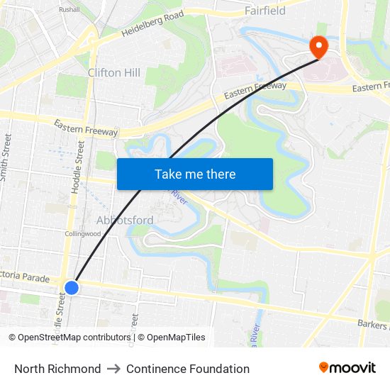 North Richmond to Continence Foundation map