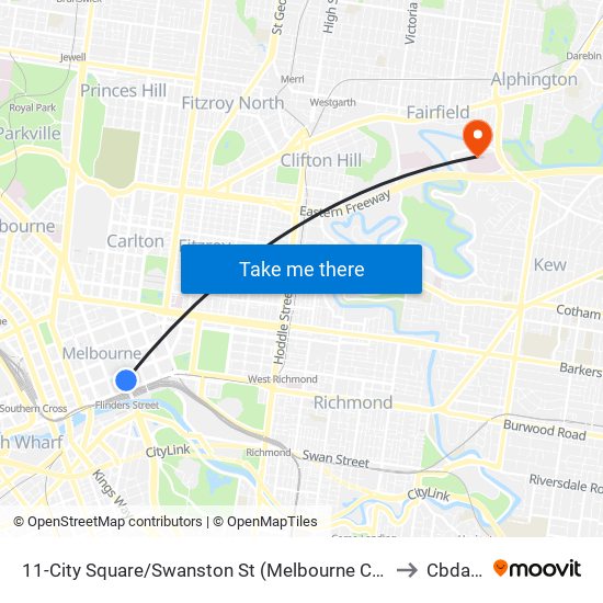 11-City Square/Swanston St (Melbourne City) to Cbdats map