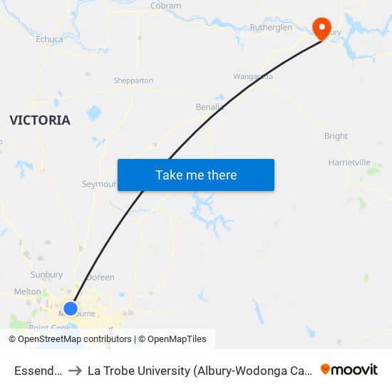 Essendon to La Trobe University (Albury-Wodonga Campus) map