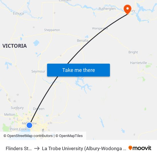 Flinders Street to La Trobe University (Albury-Wodonga Campus) map
