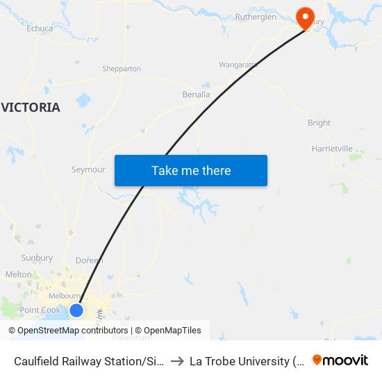 Caulfield Railway Station/Sir John Monash Dr (Caulfield East) to La Trobe University (Albury-Wodonga Campus) map