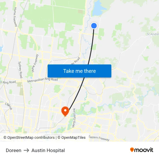 Doreen to Austin Hospital map