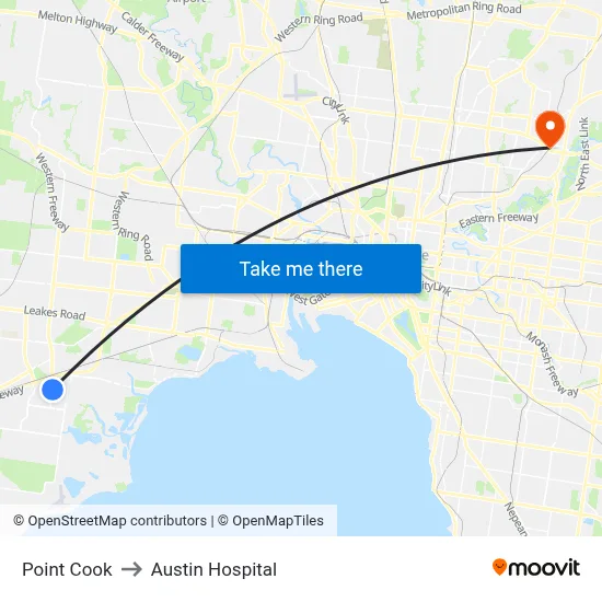 Point Cook to Austin Hospital map