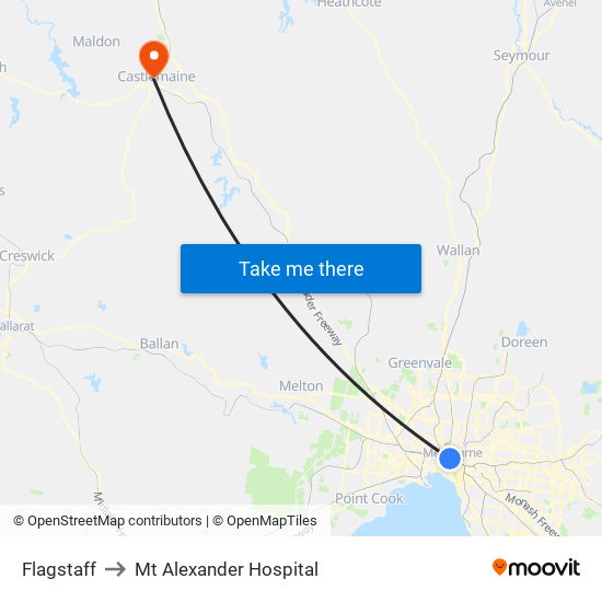 Flagstaff to Mt Alexander Hospital map