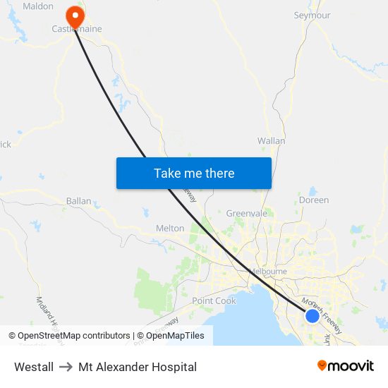 Westall to Mt Alexander Hospital map