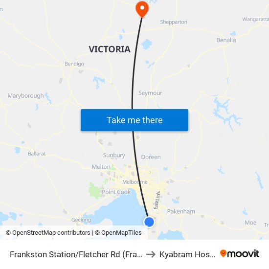 Frankston Station/Fletcher Rd (Frankston) to Kyabram Hospital map